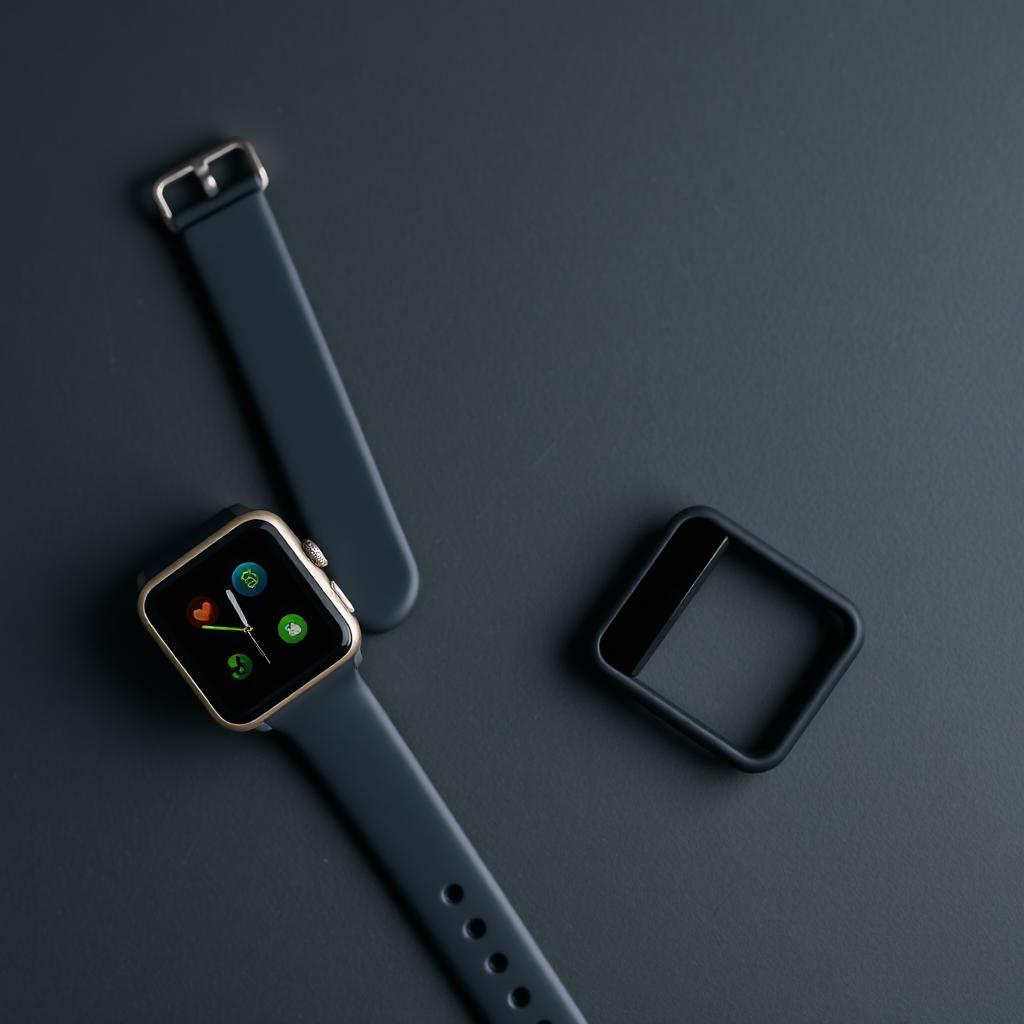 Reloj deportivo y banda de frecuencia cardíaca sobre fondo oscuro